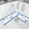 thumbnail image 2 of Kitchen Rugs and Mats,Nautical Blue Starfish Coastal Coral 2 Piece Anti Fatigue Area Runner Rug Set Comfort Standing Floor Mat,Summer Beach Shells Retro Letter Non Slip Absorbent Doormats for Laundry, 2 of 6
