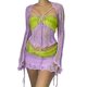 thumbnail image 1 of Suéteres De Punto Reggiseno Top Cardigan Minigonna Ladies Y2k Style Lace Up Beach Outfit Kuymtek Púrpura T L para Mujer, 1 of 9