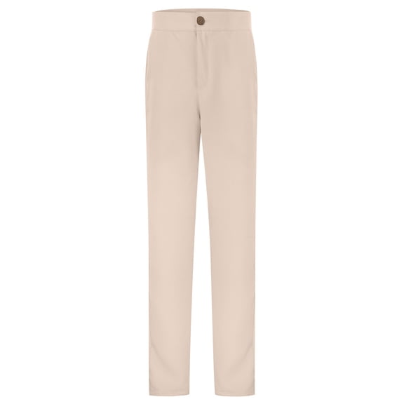 SonxaHe Little Girl Uniform Pants Flat Front Zip Straight Leg Trousers Kids Stretchy Cozy Spring Durable Pants Beige,Size 5-6 Y