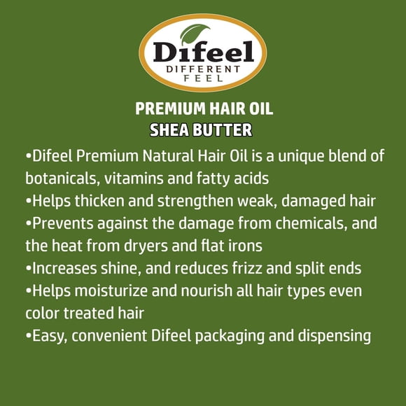 Aceite para el cabello natural Difeel Premium - Manteca de karité 2.5 onzas (paquete de 3)