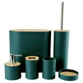 thumbnail image 3 of Juego de 6 accesorios de baño, escobilla de baño, decoración moderna, taza de enjuague bucal, cubo de basura para dormitorio, apartamento, casa de cam Verde, 3 of 9