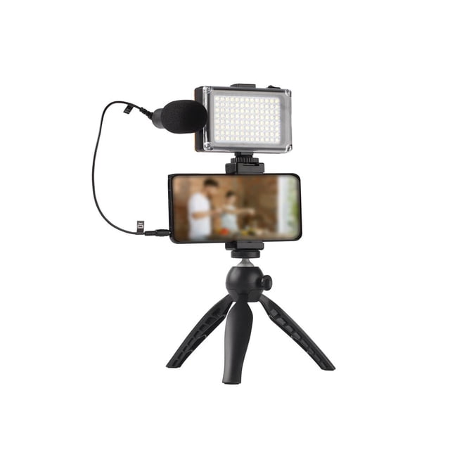 Mate Light Phone Clip Trípode Mount Photography Multifuncional Led Mate Filter Light Soporte De Teléfono De Plástico Ajustable Con Micrófono Vlog Kit Minnieouse EL011431-00