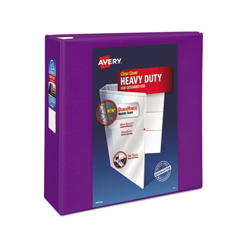 Heavy-Duty View Binder with DuraHinge and Locking One Touch EZD Rings 3 Rings, 4" Capacity, 11 x 8.5, Purple