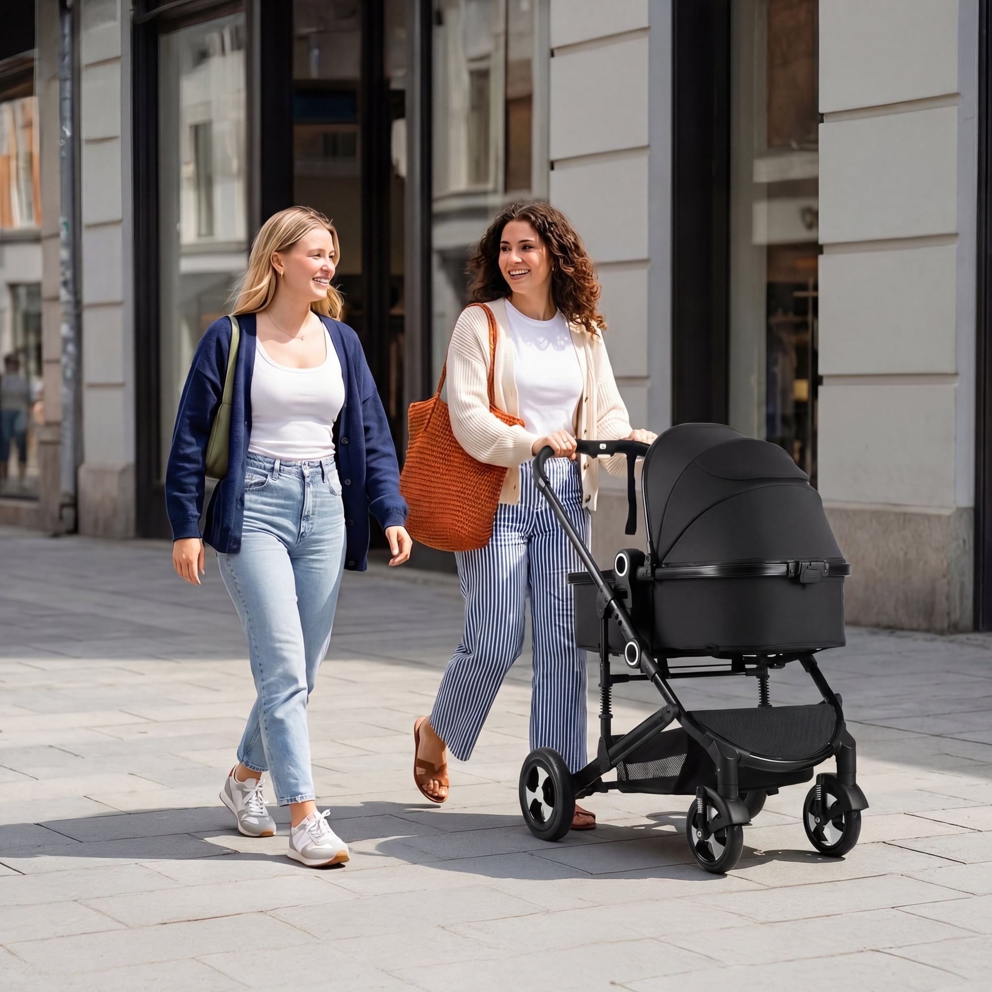AILEEKISS 3-in-1 Convertible Baby Stroller with Big Seat and Adjustable Canopy, 24 Pounds, Black