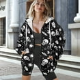 thumbnail image 2 of Yuyamidu Skull Hoodies for Women Zip Up Hoodie Oversized Sweatshirt for Women Apparel Black Zip Up Women's Jackets Hooded Top Black Heavyweight Hoodie XS, 2 of 8