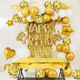 thumbnail image 5 of Decoración de fiesta de cumpleaños, pancarta de feliz cumpleaños, cortina de flecos azul cielo, mantel de aluminio, globos de confeti de aluminio con forma de estrella y corazón, 5 of 5