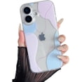 thumbnail image 1 of Étui Compatible avec iPhone 16, Design Artistique en Forme Souple avec Pare-Chocs Intégré, Étui de Protection Mignonne en TPU Conçue pour iPhone 16, Bleu-Rose, 1 of 4