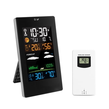 Weather Station Weather Clock Wireless Color Display Digital Temperature Humidity Monitor Indoor Outdoor ,Easy to Operate