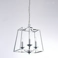 thumbnail image 3 of Pasargad Home Lionnel 3-Light Metal & Glass Chandelier Light in Chrome/Clear, 3 of 5