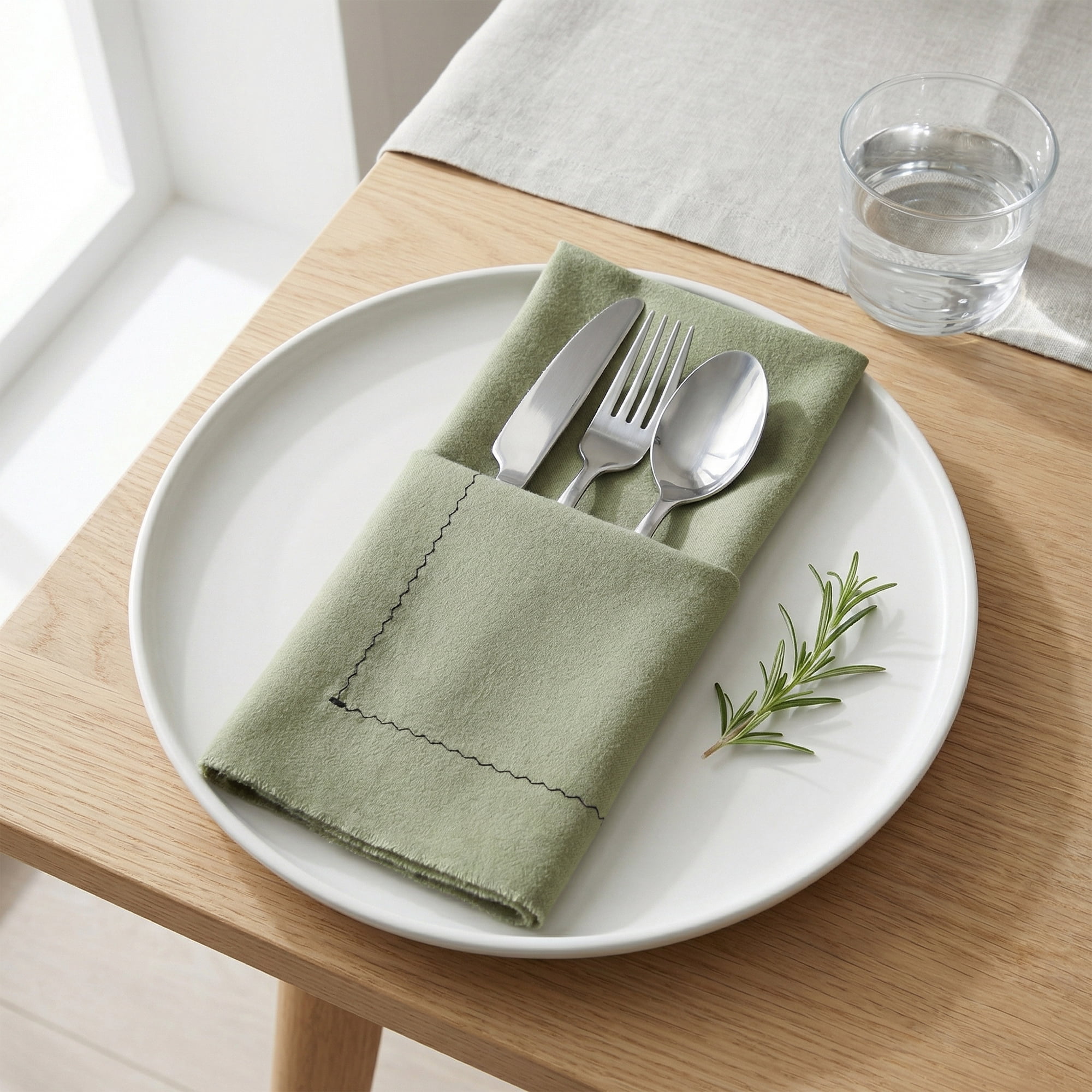 Unique Bargains 12Pcs Washable Reusable Home Cloth Napkins Olive Green 18x18inch