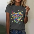 thumbnail image 2 of TINZ T-Shirt Décontracté à Col Rond à Manches Courtes Imprimé pour Femme Hauts d'Exercice T-Shirts à Manches Courtes pour Femme T-Shirts de Tennis Femme Chemise pour Femme T-Shirts à Manches Courtes en Spandex pour Femme T-Shirt Femme Été, 2 of 4