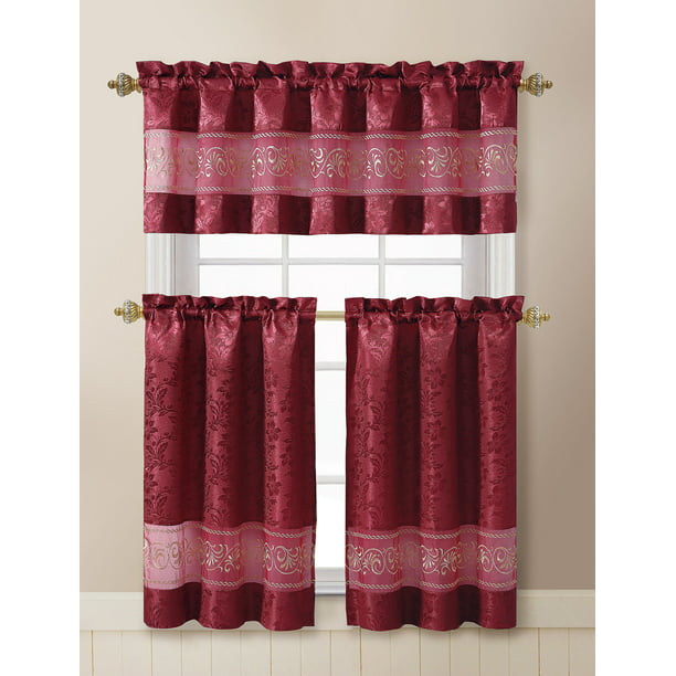 Piece Embroidered Kitchen Curtain Set, Valance Curtain Definition