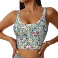 thumbnail image 1 of Fotbe Rose Flowers Sujetador Deportivo Largo sin Aros para Mujer con Almohadillas y Soporte Medio, Transpirable y Absorbente, Camiseta Tipo Chaleco o Tank Top-Large, 1 of 8