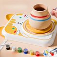 thumbnail image 1 of Juego de torno eléctrico de alfarería para niños, Kit completo de alfarería DIY, arte infantil, delantal con forma de mascota de dibujos animados,, 1 of 8
