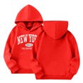 thumbnail image 4 of YDFCWXW Fall Preppy Graphic Hoodie for Girls Casual Long Sleeve Pullover Top with Pocket (Red, 4-5 Years), 4 of 5