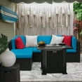 thumbnail image 2 of Devoko 5-Pieces Rattan Outdoor Patio Furniture Set with Fire Pit Table, Blue/Beige, 2 of 7