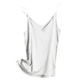 thumbnail image 4 of Samlisa Womens Satin Spaghetti Strap Camisole Tops Trendy Sleeveless Loose Fit Tank Tops Summer V Neck Cami Tshirts Tees White S, 4 of 4