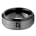 thumbnail image 2 of Tungsten Utah The Beehive State Train Band Ring 8mm Men Women Comfort Fit Black Step Bevel Edge Brushed Gray Polished, 2 of 4