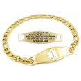 thumbnail image 1 of MedicEngraved Yellow Gold Stainless Steel Custom Medical Alert Bracelet - 5mm Figaro Link, 1 of 7