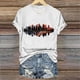 thumbnail image 2 of Camisetas de Manga Corta para las Mujeres de Moda Imprimir Cuello Redondo Camiseta, Mezcla de Poliéster Ligero para Primavera Verano Otoño, 2 of 8