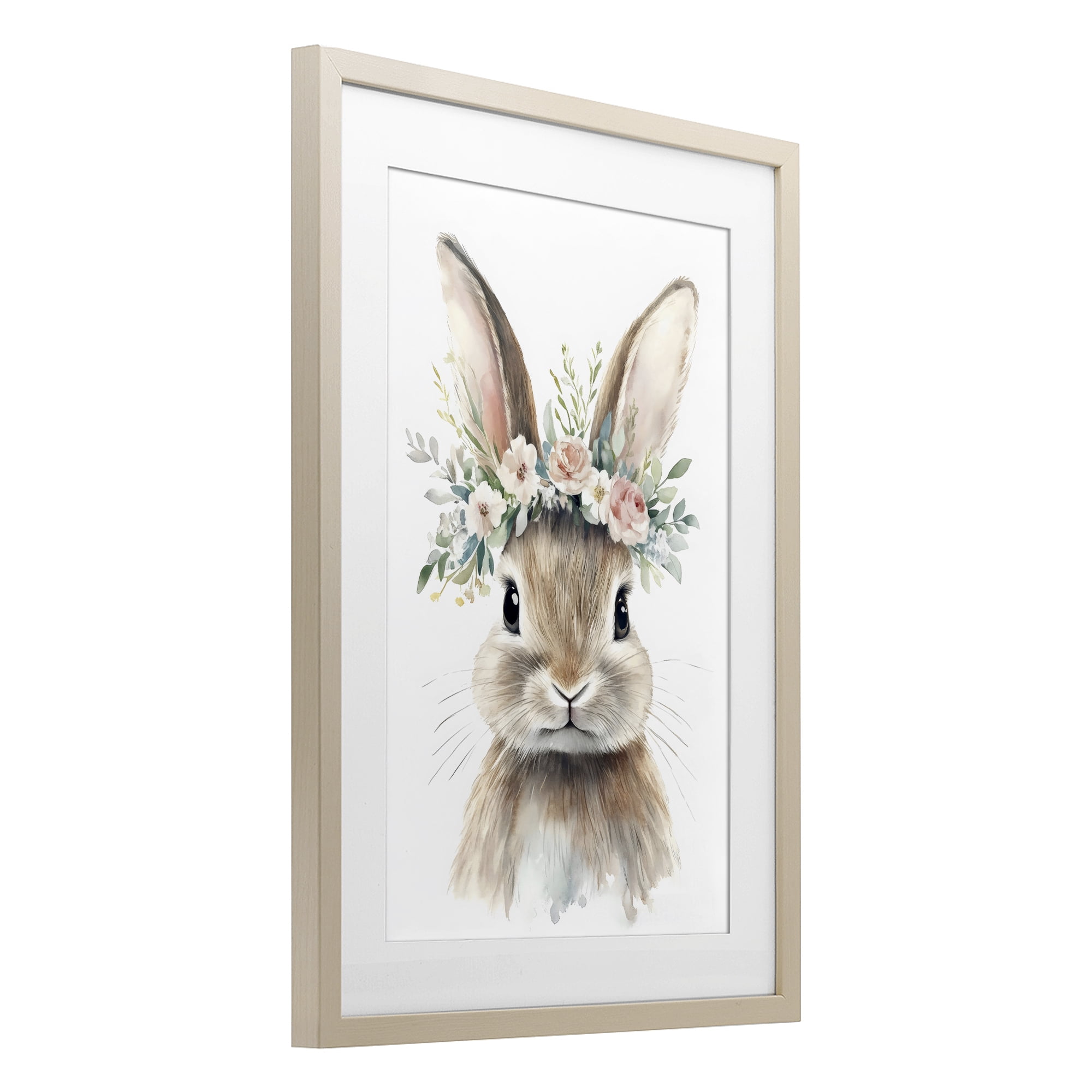 Stupell Industries Flower Adorned Baby Rabbit Birch Framed Print Under Glass, design by Creative Studio