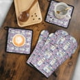 thumbnail image 5 of Bichon Dog Purple Florals Kitchen Oven Mitt and Pot Holder Sets 4 Pcs for Baking, Cooking and Grilling, Heat Resistant Up To 392 °F, 5 of 7