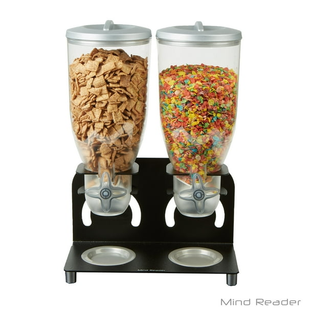 Mind Reader Heavy Duty Metal Cereal Double Dispenser, Home or Office, Black