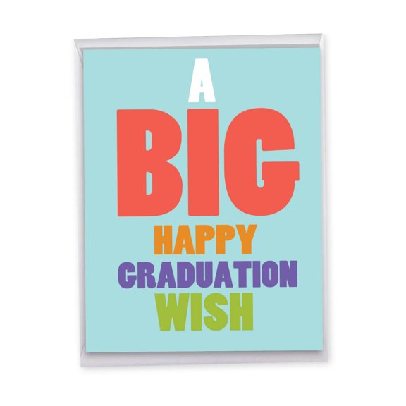 1 Jumbo Funny Happy Graduation Greeting Card (8.5 x 11 Inch) - Big Graduation Wish J3458GDG
