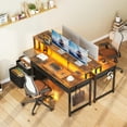 thumbnail image 7 of Computer Desk with 4 Drawers, 55 Inch Reversible Desk with Led Lights & Power Outlet, Home Office Desk with File Drawer & Monitor Stand, Vintage, 7 of 7