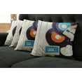 thumbnail image 2 of Ambesonne Indie Throw Pillow Cover 4 Pack, Gramophone Records Audio, 24", Blue Orange Black, 2 of 6