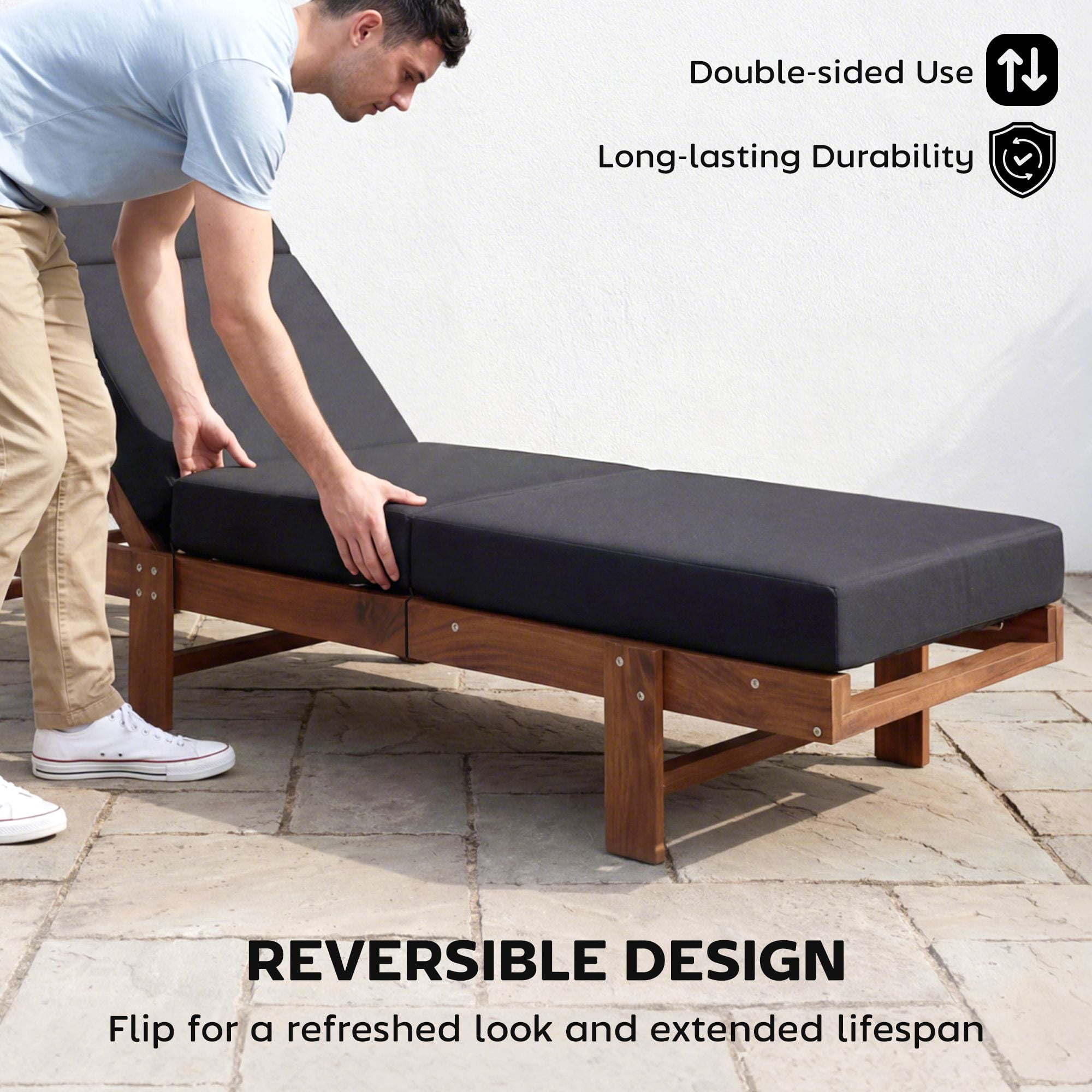 Alvantor Chaise Lounge Cushion 4" Lounge Chair Cushion for Outdoor 21" x 72 ",Gray