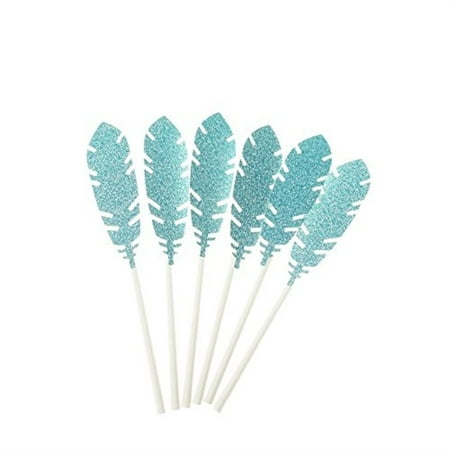 Shiny Blue Feather Cupcake Toppers Picks For Theme Party For Shiny Blue Feather Cupcake Toppers Picks For Theme Party For