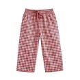 thumbnail image 5 of Baby Pants Kids Summer Plaid Drawstring Capri Trousers Side Pockets Playwear Red 13-14 Years, 5 of 6
