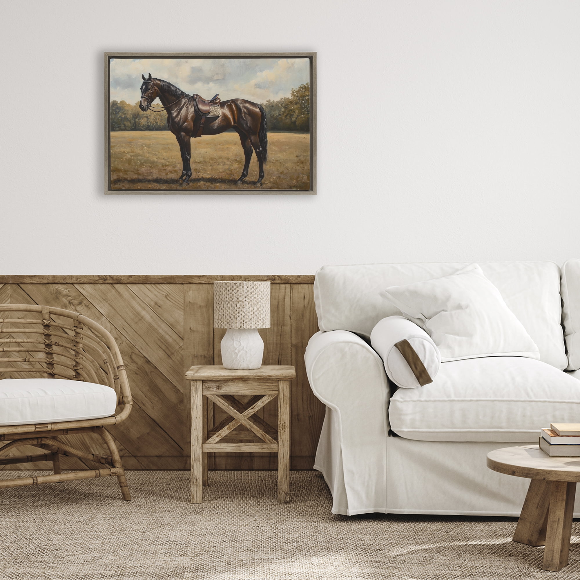 Stupell Industries Dark Brown Pony Portrait Brown Framed Floater Canvas Wall Art, design by Petal Prints Design