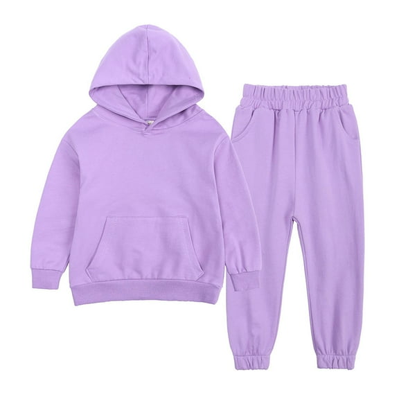Lilgiuy Kid's Tracksuits 2 Piece Sweatsuit Set Solid Long Sleeve Hoodie Sweatshirt and Jogger Pants Activewear for 12-24 Months