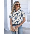thumbnail image 3 of Zeagoo Ladies Blouses Summer Short Sleeve Collared Shirts Dressy Casual Button Down Work Clothes Floral Print Top, 3 of 6