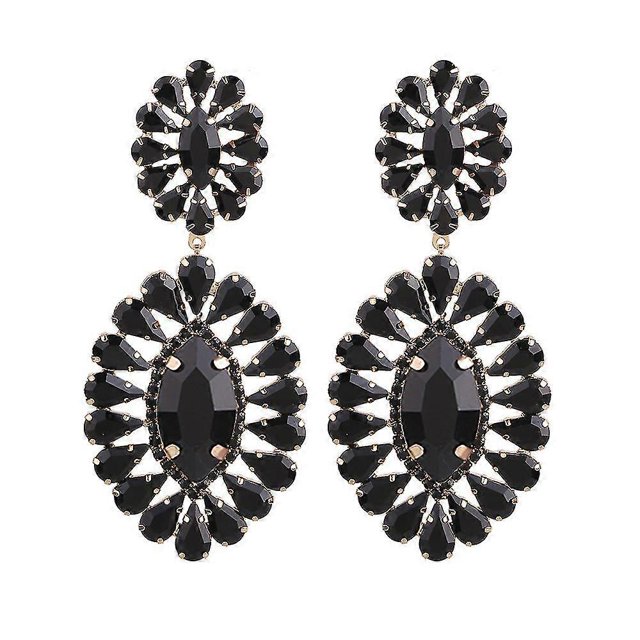 Statement Crystal Rhinestone Claw Big Glassrhinestones Drop Earring Fo--E1542 Black-Model code 9575 E1542 Black