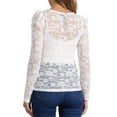 thumbnail image 3 of INSPIRE CHIC Women's Tops Puff Long Sleeve Semi Sheer Floral Lace Blouses S White Floral, 3 of 6