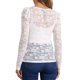 thumbnail image 3 of INSPIRAR CHIC Blusas de Manga Larga Abullonada de Encaje Floral Semi Transparente L Blanco Floral, 3 of 6