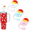 thumbnail image 1 of Paquete de 3 compatibles con vaso Stanley de 30 y 40 onzas, tapa de pajita de flores de 10 mm, lindas fundas de pajita de silicona, protectores de pajita, tapas de pajita de silicona suave de varias f, 1 of 4