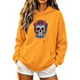thumbnail image 2 of Molidfa Womens Rose Skull Hoodie Graphic Oversized Halloween Pullover Sweatshirt, 2 of 5