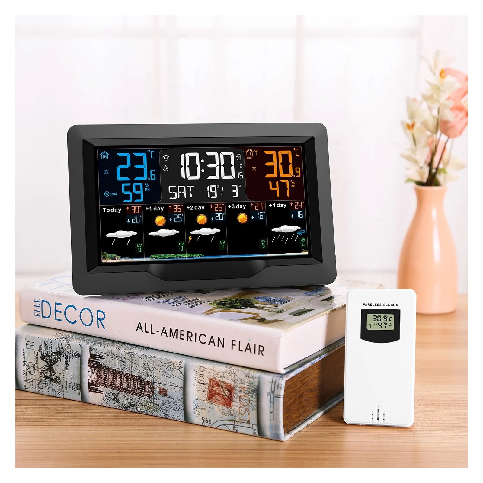 Smart Wireless Weather Station with Color Screen, App Control Temperature Meter