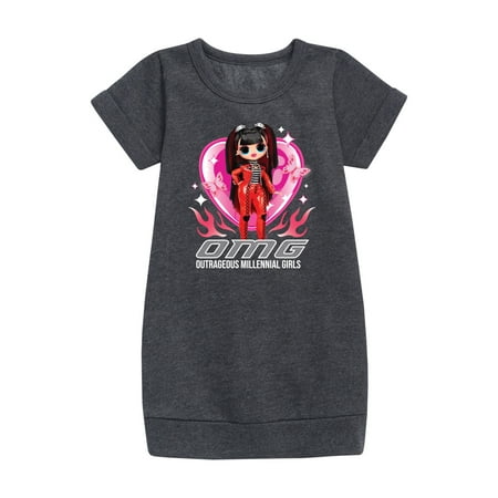 

LOL OMG! Fashion Dolls - Spicy Babe - Hearts & Flames - Toddler & Youth Girls Fleece Dress