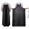 thumbnail image 3 of Waterproof And Oil-proof Leather Apron PU Bib Kitchen Men and Women's Household Dirt-Resistant Work Clothes for Slaughter (coffee L,OneSize), 3 of 7