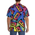 thumbnail image 3 of Lsque Vintage Audio Cassettes print Men's Cuban Collar Short Sleeve Shirt Summer Beachwear Casual Button Down Fashionable Vacation Leisure Shirt-4X-Large, 3 of 7