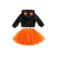 thumbnail image 3 of goowrom Pull à Capuche Imprimé Visage Souriant pour Enfants + Jupe Nœud Papillon, 3 of 7