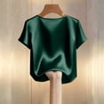 thumbnail image 5 of Staron Summer Casual Tops for Women V-Neck Short Sleeve Pearl Embellished Loose Blouse Shirt, Army Green S, 5 of 5