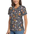 thumbnail image 2 of Vsdgher Wildflowers Women Shirts V Neck Short Sleeve Tops T-Shirt Basic Tees, S to 3XL3X-Large, 2 of 5