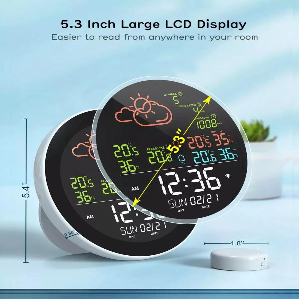 Hygrothermograph,Color Display Clock Station Color Display And Indoor Temperature Tester Weather Indoor Temperature Tester And Indoor Temperature Weather Station Color Wifi Iuppa