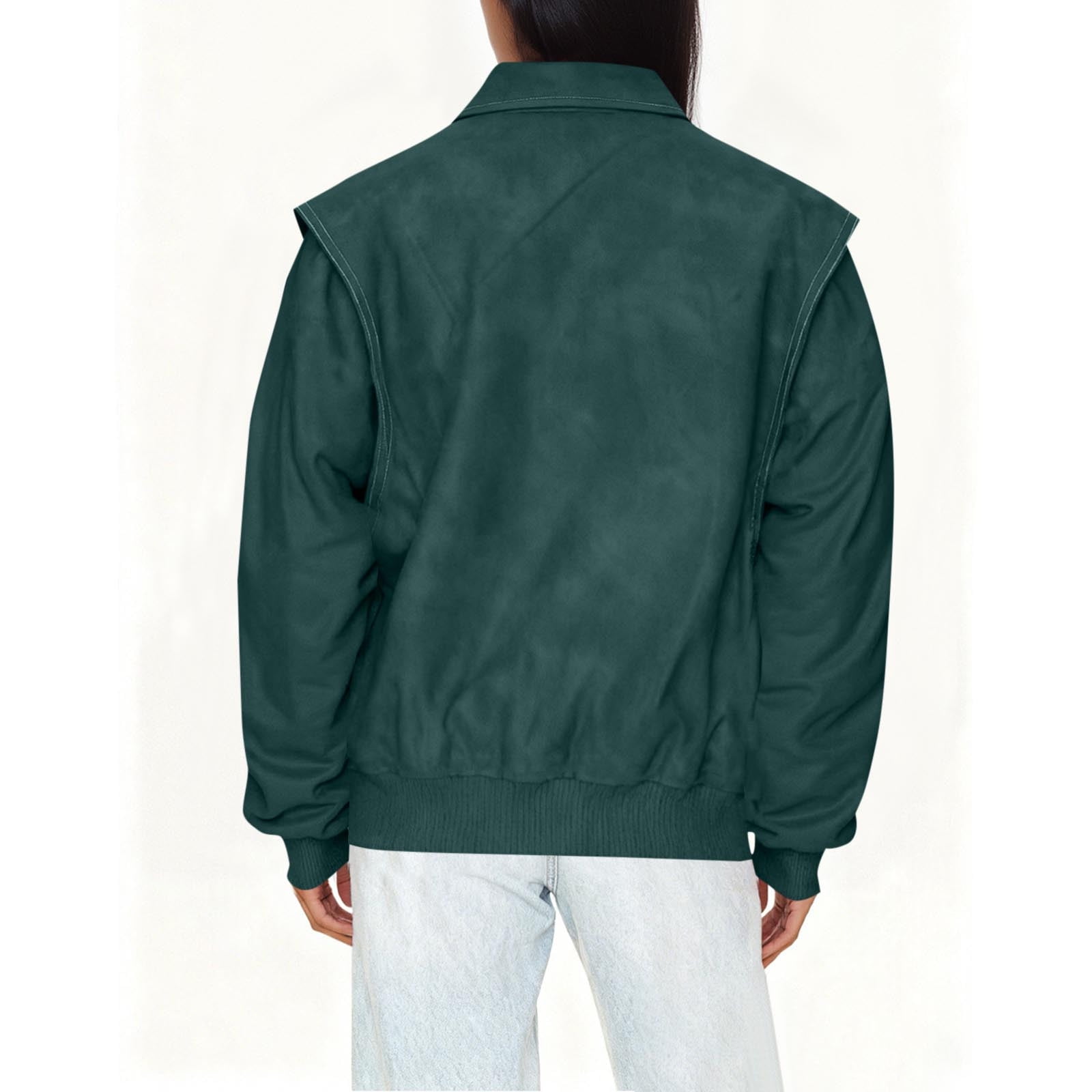 IROINNID Women's Faux Leather Jacket Long Sleeve Front Zip Pocket Biker Moto Jacket